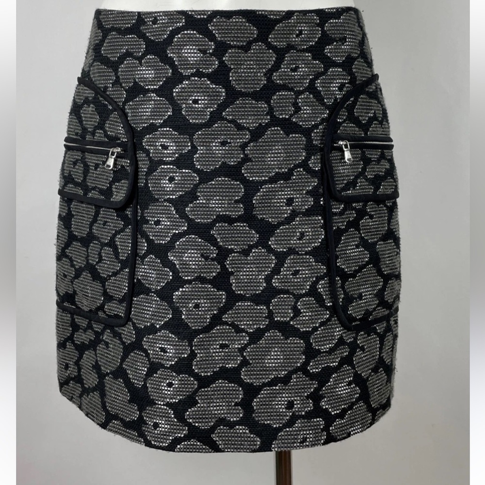 Marc by Marc Jacobs Metallic Floral Mini Skirt - Silver/Black